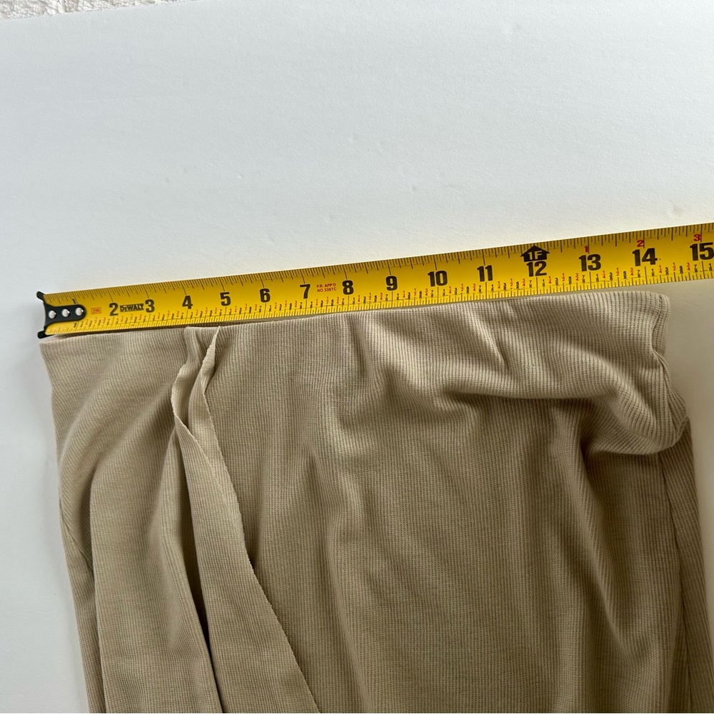 BCBGMAXAZRIA Logan Ribbed Stretch Maxi Skirt Side Curve Tall Girlies 42 Beige SM - Picture 6 of 17